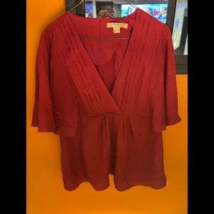 Wine colored deep V burgundy top